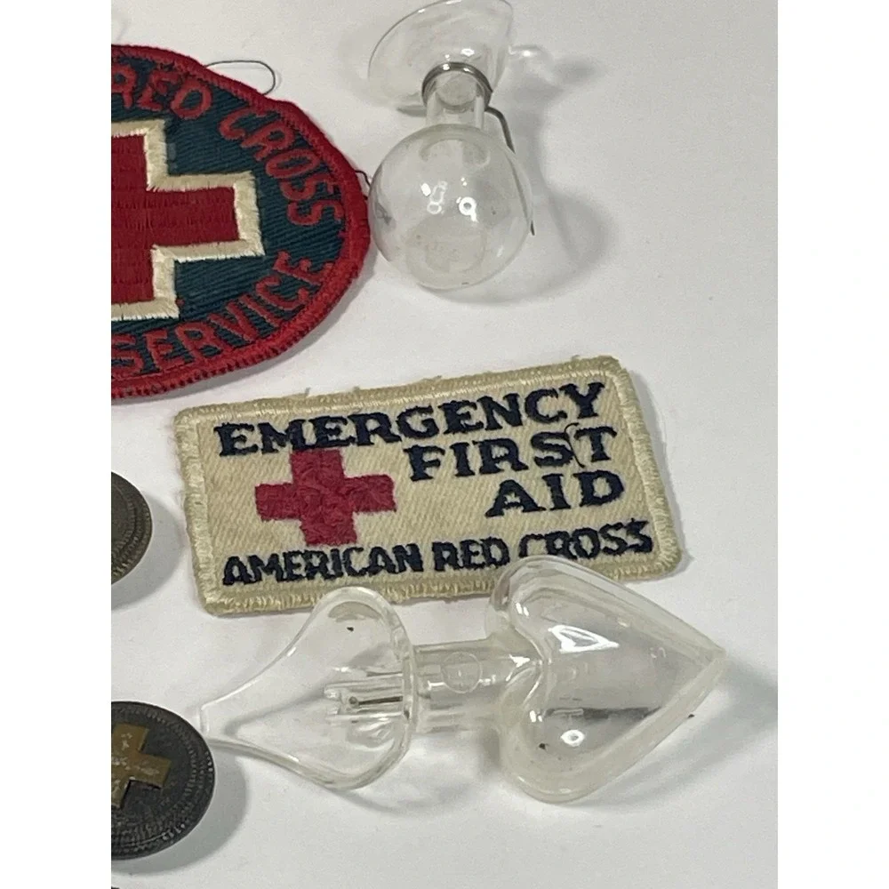Vintage WWII American Red Cross ARC Motor Service Jacket Patch Buttons Pins